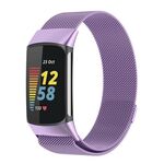 Per cinturino per orologio Fitbit Charge 6 Milan in maglia metallica metallica magnetica (viola)
