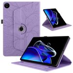 Custodia per tablet in pelle con rotazione in rilievo per Realme Pad 2 Tree Life (viola)