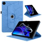 Custodia per tablet in pelle con rotazione in rilievo per Realme Pad 2 Tree Life (blu)