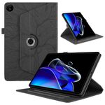 Custodia per tablet in pelle con rotazione in rilievo per Realme Pad 2 Tree Life (nera)