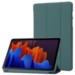 Custodia per tablet in pelle di silicone con supporto a 3 pieghe per Samsung Galaxy Tab S9+ (verde scuro)