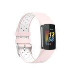 Per Fitbit Charge 6 cinturino in silicone traspirante bicolore (rosa + bianco)
