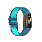 Per Fitbit Charge 6 cinturino in silicone traspirante bicolore (blu + verde acqua)