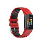 Per Fitbit Charge 6 cinturino in silicone traspirante bicolore (rosso + nero)