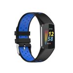 Per Fitbit Charge 6 cinturino in silicone traspirante bicolore (nero + blu)