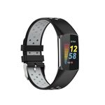 Per Fitbit Charge 6 cinturino in silicone traspirante bicolore (nero + grigio)