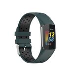 Per Fitbit Charge 6 cinturino in silicone traspirante bicolore (verde + nero)