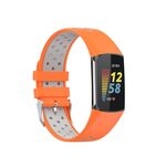 Per Fitbit Charge 6 cinturino in silicone traspirante bicolore (arancione + grigio)