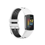 Per Fitbit Charge 6 cinturino in silicone traspirante bicolore (bianco + nero)