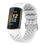 Per Fitbit Charge 6 cinturino sportivo in silicone traspirante tinta unita (bianco)