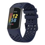 Per Fitbit Charge 6 cinturino sportivo in silicone traspirante tinta unita (blu scuro)