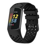 Per Fitbit Charge 5 cinturino sportivo in silicone traspirante tinta unita (nero)