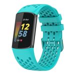 Per Fitbit Charge 5 cinturino sportivo in silicone traspirante tinta unita (verde acqua)