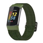 Per cinturino per orologio intrecciato in nylon elastico Fitbit Charge 6 (verde militare)