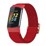 Per cinturino per orologio intrecciato in nylon elastico Fitbit Charge 6 (rosso)