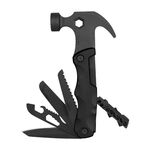 Martello da carpentiere multifunzionale salvavita Strumenti di sopravvivenza per auto Martello da esterno pieghevole(Nero)