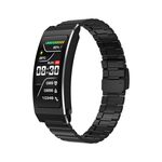 Bracciale Smart Call con schermo TFT da 1,14 pollici K7, chiamata BT / frequenza cardiaca / pressione sanguigna / ossigeno nel sangue, cinturino: cinturino in acciaio (nero)