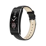 Braccialetto Smart Call con schermo TFT da 1,14 pollici K7, chiamata BT / frequenza cardiaca / pressione sanguigna / ossigeno nel sangue, cinturino: cinturino in pelle (nero)