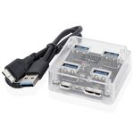 HUB trasparente quadrato desktop multifunzionale USB 2.0 4 in 1
