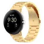 Per Google Pixel Watch 2 cinturino in metallo in acciaio inossidabile con tre perline (oro)