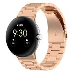 Per Google Pixel Watch 2 cinturino in metallo in acciaio inossidabile con tre perline (oro rosa)