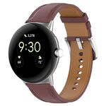 Per Google Pixel Watch 2 cinturino per orologio da cucito in pelle goffrata con strato superiore (marrone scuro)