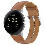 Per Google Pixel Watch 2 cinturino per orologio da cucito in rilievo in pelle con strato superiore (marrone chiaro)