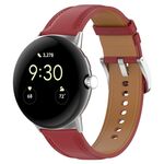 Per Google Pixel Watch 2 Cinturino per orologio da cucito in rilievo in pelle con strato superiore (rosso)