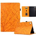Custodia smart tablet in pelle goffrata albero della fortuna per Samsung Galaxy Tab A9 (cachi)