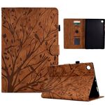 Custodia smart tablet in pelle goffrata albero della fortuna per Samsung Galaxy Tab A9 (marrone)