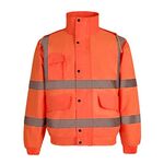 Giacca invernale calda e impermeabile, corta, multitasche, in cotone riflettente, taglia: L (arancione fluorescente)