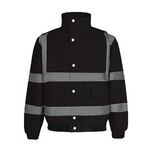 Giacca invernale in cotone riflettente multitasche corta impermeabile calda, taglia: XL (nera)
