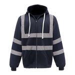 Felpa riflettente con cerniera e cappuccio Abbigliamento riflettente in pile per sport all'aria aperta, taglia: M (blu navy)
