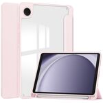 Per Samsung Galaxy Tab A9 Custodia per tablet in pelle acrilica 3 pieghevoli con slot per penna (rosa)