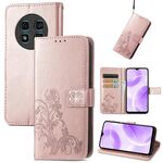 Per Ulefone Note 15 Custodia per telefono in pelle con fibbia a quattro foglie con fibbia in rilievo (oro rosa)