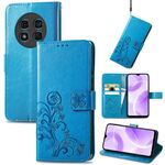 Per Ulefone Note 15 Custodia per telefono in pelle con fibbia a rilievo con chiusura a quattro foglie (blu)