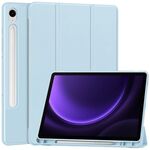 Per Samsung Galaxy Tab S9 FE Custodia tablet in pelle Smart TPU 3 pieghe in puro colore con slot per penna (azzurro)