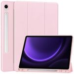 Per Samsung Galaxy Tab S9 FE Custodia tablet in pelle Smart TPU 3 pieghe in puro colore con slot per penna (rosa)