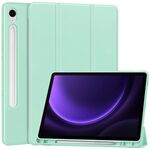 Per Samsung Galaxy Tab S9 FE Custodia tablet in pelle Smart TPU 3 pieghe in puro colore con slot per penna (verde menta)