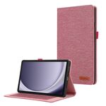Per Samsung Galaxy Tab A9+ Custodia per tablet in pelle PU con vibrazione orizzontale in TPU + tessuto (rosa rosso)