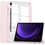 Per Samsung Galaxy Tab S9 FE Custodia per tablet in pelle intelligente 3 pieghevoli in acrilico con slot per penna (rosa)