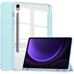 Per Samsung Galaxy Tab S9 FE Custodia per tablet in pelle intelligente 3 pieghevoli in acrilico con slot per penna (blu cielo)
