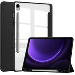 Per Samsung Galaxy Tab S9 FE Custodia per tablet in pelle intelligente 3 pieghevoli in acrilico con slot per penna (nero)