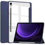 Per Samsung Galaxy Tab S9 FE Custodia per tablet in pelle intelligente 3 pieghevoli in acrilico con slot per penna (blu scuro)