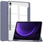 Per Samsung Galaxy Tab S9 FE Custodia per tablet in pelle intelligente 3 pieghevoli in acrilico con slot per penna (lavanda)