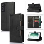 Custodia in pelle per telefono con slot per scheda Samsung Galaxy S22+ 5G (nera)