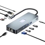 BYL-2309 Tipo-C a HDMI 4K 60Hz + DP HD + VGA + RJ47 + USB3.2 + Audio 3,5mm + PD100W + SD + Docking Station TF HUB