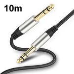 Cavo di collegamento per batteria per amplificatore per console di missaggio audio da 10 m, cavo audio maschio-maschio da 6,35 mm, diametro esterno 28 AWG: 4,0 mm (argento)
