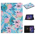 Per Samsung Galaxy Tab A9+ Custodia per tablet in PU con vibrazione orizzontale con motivo floreale con funzione di sospensione/sveglia (fiore rosa)