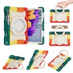 Custodia per tablet in silicone con supporto ad anello rotante portatile per Samsung Galaxy Tab S9 Armor (rosso colorato)